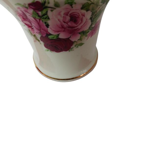 Formalities Style Ceramic Basket Vase Red Pink Rose Handle Gold Accent Decor VTG - Picture 12 of 15
